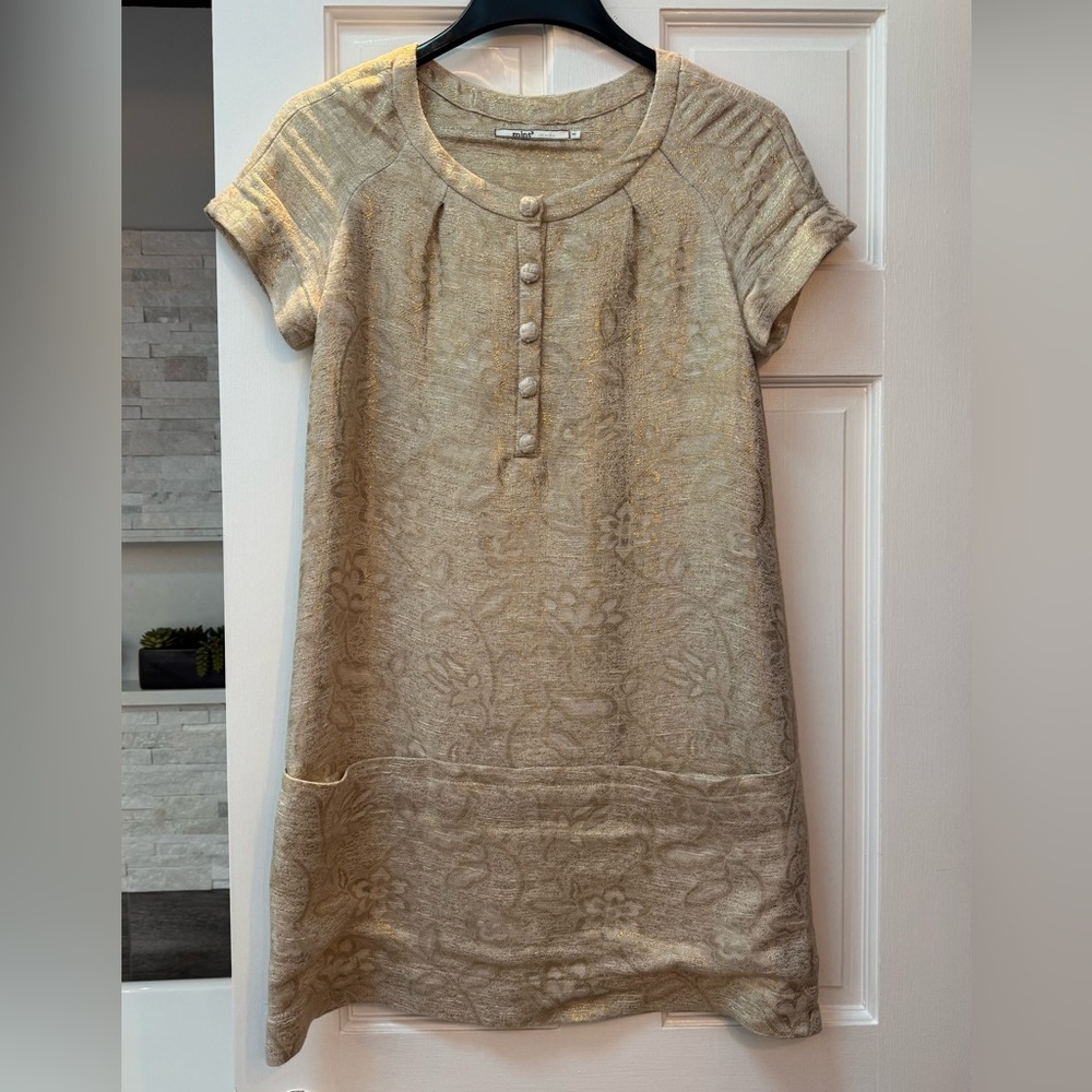 Gold mod brocade mini dress